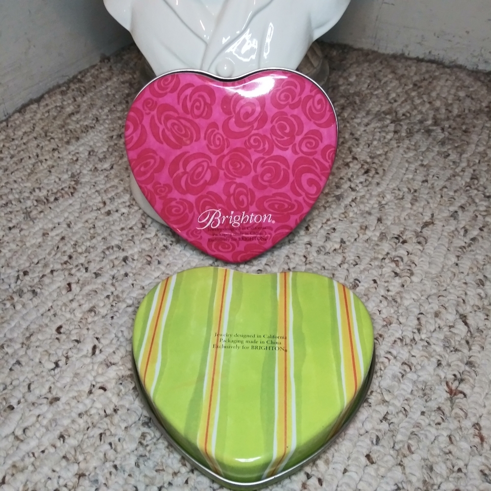 Vintage Brighton Heart Shaped Jewelry Tins - Picture 2 of 5